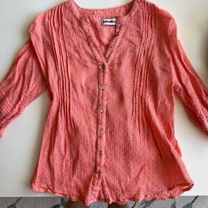 FabIndia Polka-Dot Blouse in Coral (Size S)
